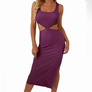 Verdusa women’s midi bodycon tank dress in grape color. Size small
